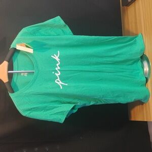 VICTORIA'S SECRET PINK LOGO EVERYDAY SHORT SLEEVE PERFECT TEE SHIRT Green XL